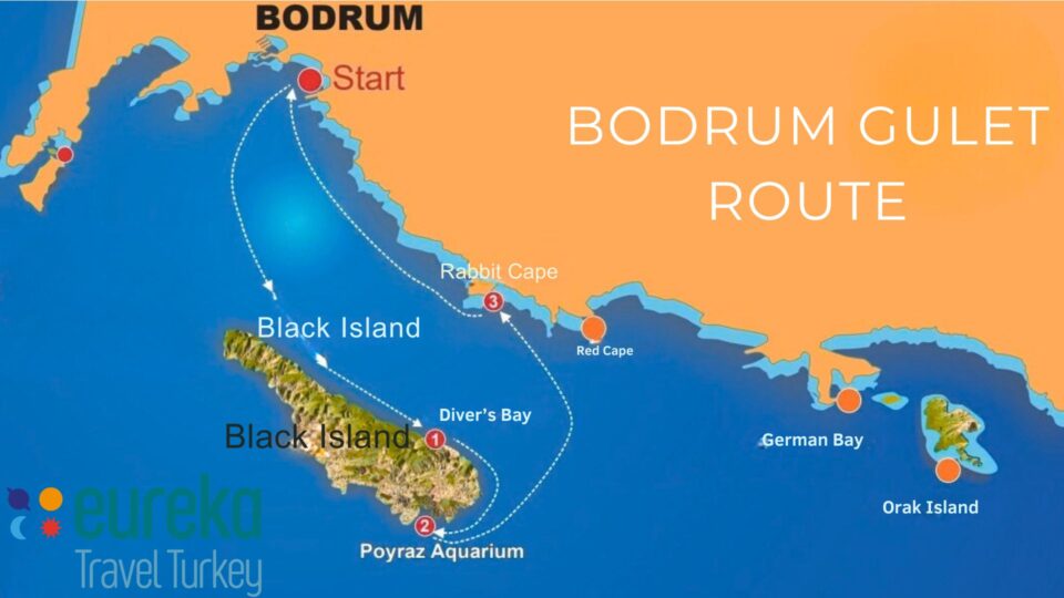 Bodrum Gulet Charter Route Map